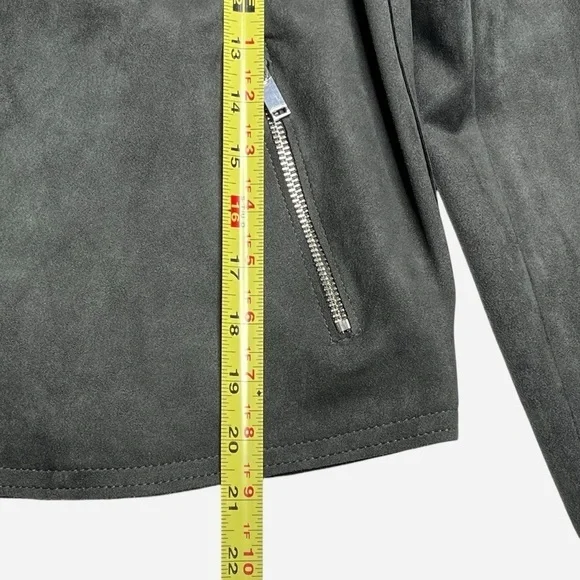 Philosophy Open Faux Leather Cropped Jacket XS Pockets Carbon Crystal Moto NEW - Picture 8 of 15